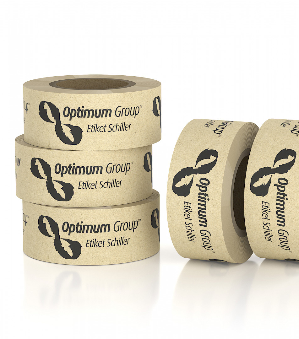 Bedrucktes Verpackungsband, Optimum Group™ Etiket Schiller, Etiketten, flexible Verpackungslösungen, Etikettendruckerei
