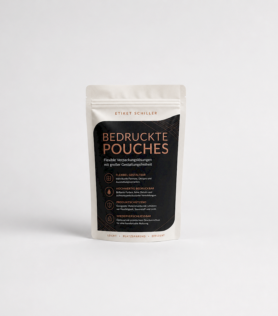 Pouches & Standbeutel, Optimum Group™ Etiket Schiller, Etiketten, flexible Verpackungslösungen, Etikettendruckerei